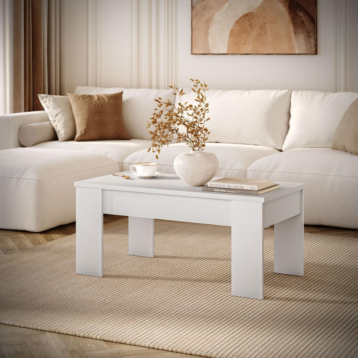 COUCHTISCH APERTO ausklappbar - Weiß, Holzwerkstoff (50/100/45cm) - Lookway