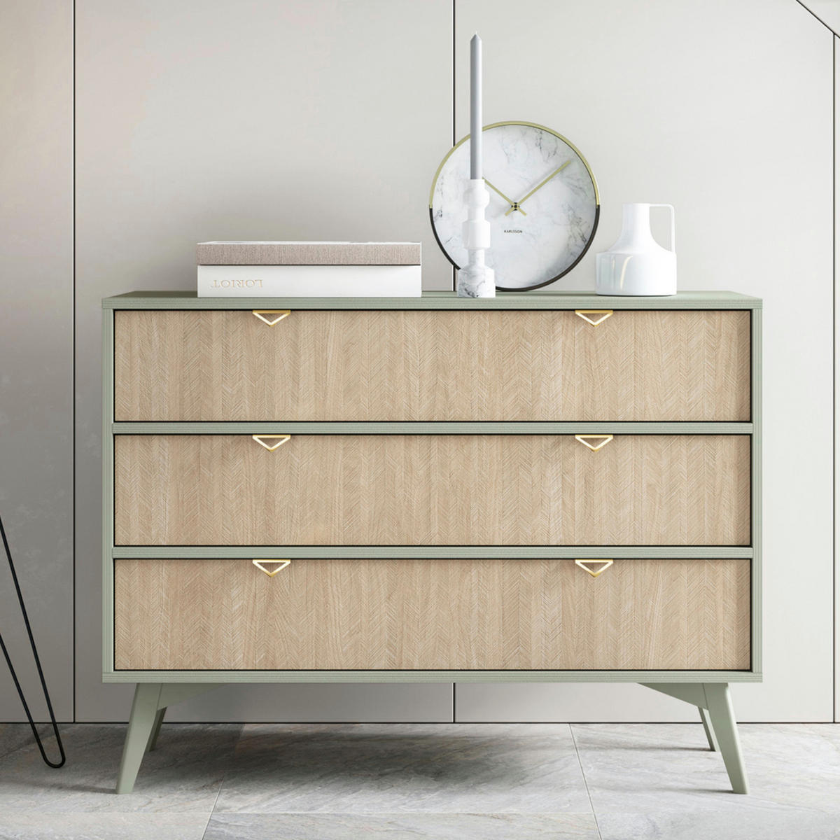 SIDEBOARD TOFINO KOM3-1D3S Holzbeine Eukalyptus - Eichefarben/Eukalyptusholzfarben, Holz/Holzwerkstoff (106/80/38cm) - Komodee