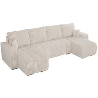 WOHNLANDSCHAFT KIRASSO U Beige Cord - Beige/Grau, Textil/Metall (320/86/147cm) - MKS
