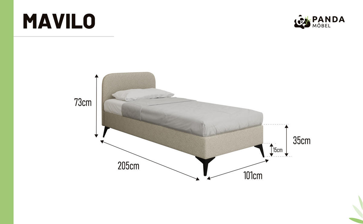 POLSTERBETT Mavilo 100 x 200 cm mit Bettkasten und Lattenrost Federkernmatratze Bonel H3 - beige - Beige, Holz (100/200cm) - Panda Möbel