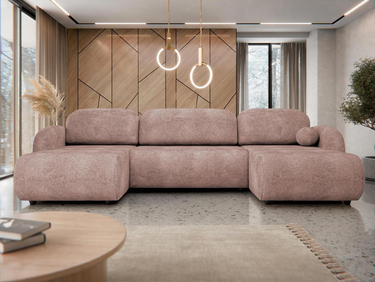 WOHNLANDSCHAFT Dream U - Gelb/Schwarz, Holz/Kunststoff (318/88/160cm) - MIRJAN24