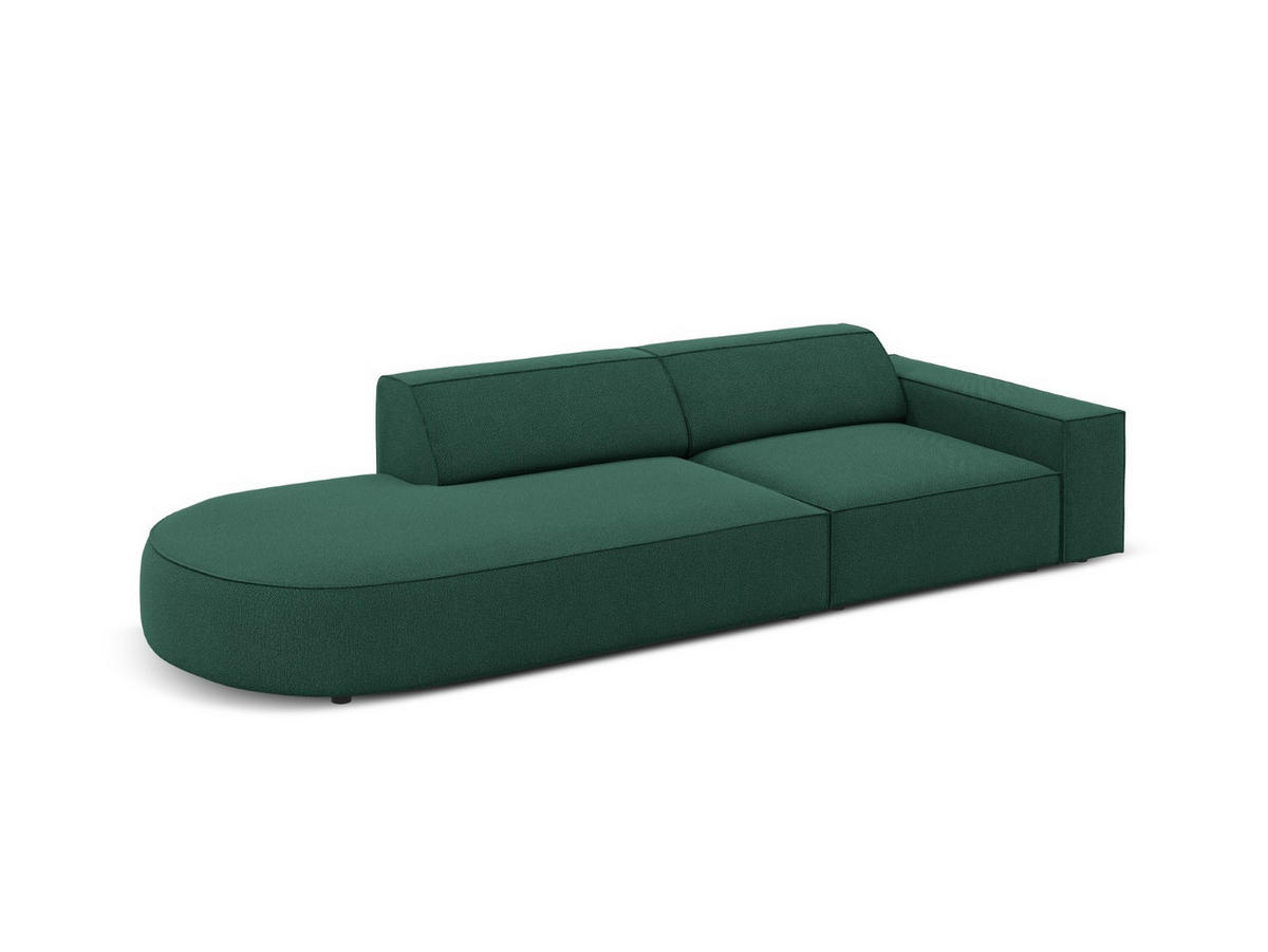 LINKES-SOFA Jodie aus strukturiertem Stoff grün 3 Sitzplätze - Grün, Textil (102/70/262cm) - Micadoni