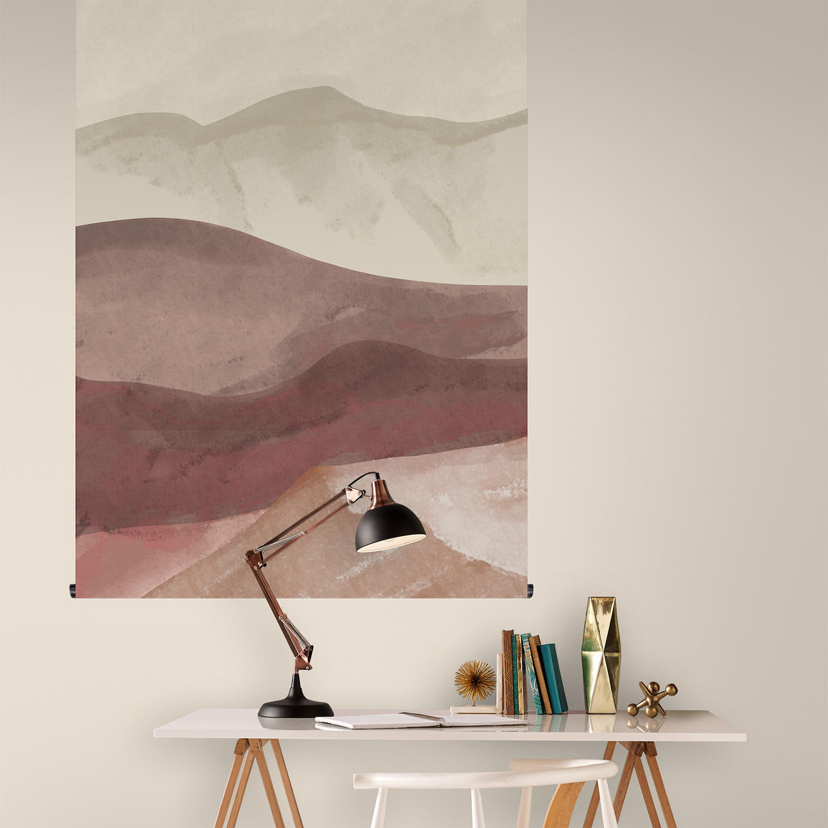WANDTEPPICH Aquarell Horizont 150x100cm - Beige/Rot, Textil (100/1cm) - Art for the Home