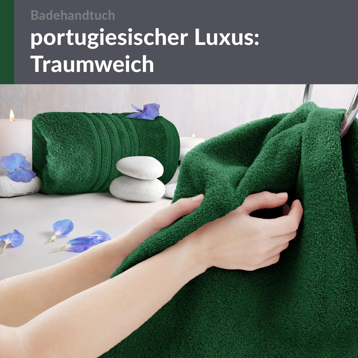 BADETUCH London Tannen Grün 2er Set 100x150 - Waldgrün, Textil (100/150cm) - Lashuma