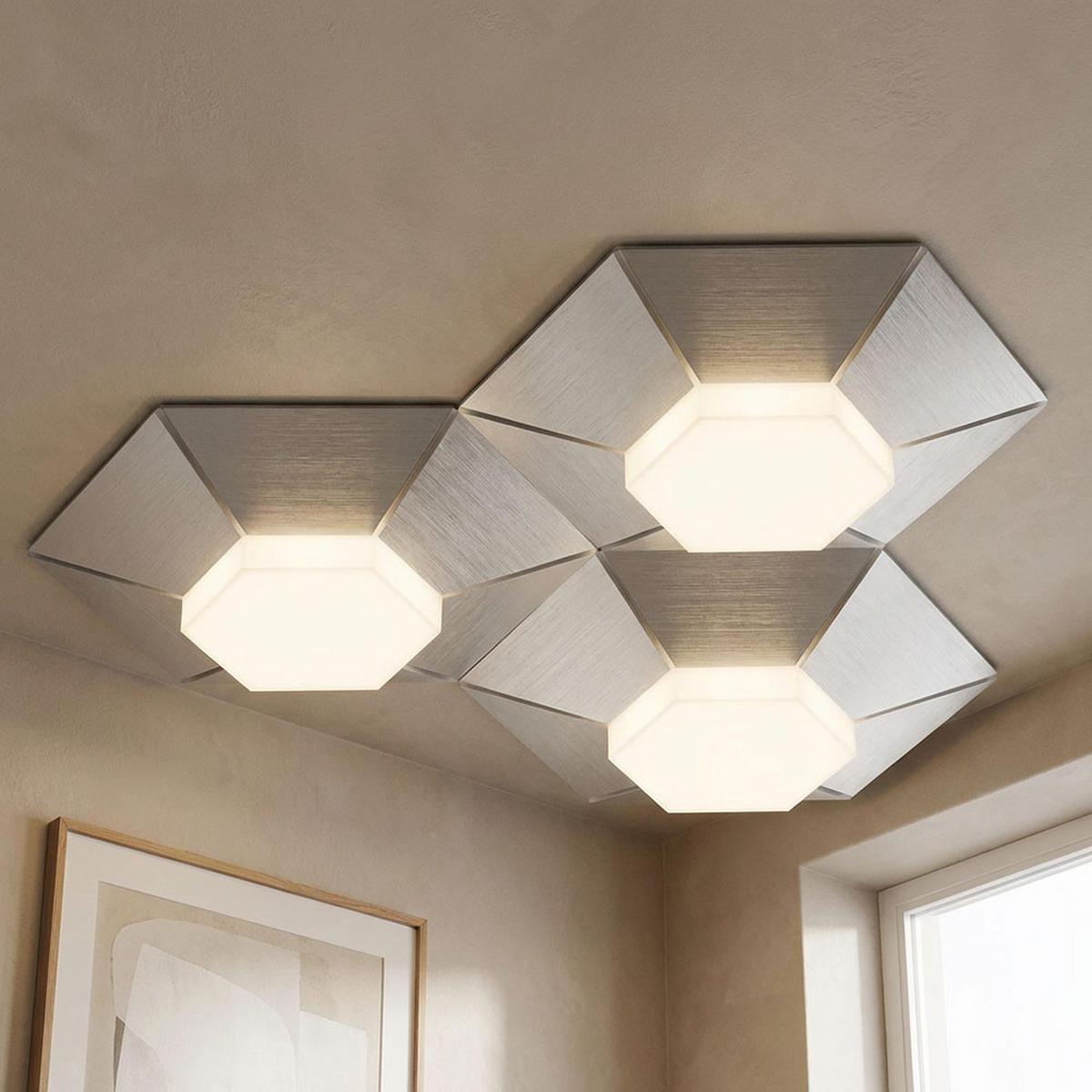 LED DECKENLEUCHTE Aluminium gebürstet Silber - Silberfarben, Metall (40.5/40/8.5cm) - Wofi