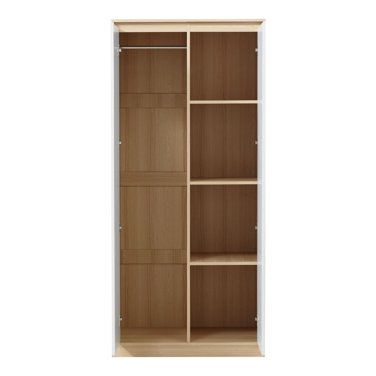 KLEIDERSCHRANK Bastheim - Eichefarben/Weiß, Holzwerkstoff (80/176/52cm) - [en.casa]