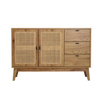 SIDEBOARD mit 2 Türen und 3 Schubladen mit Rattan-Fronten 40/80/120 cm - Eschefarben, Holzwerkstoff (40/80/46cm) - Calicosy