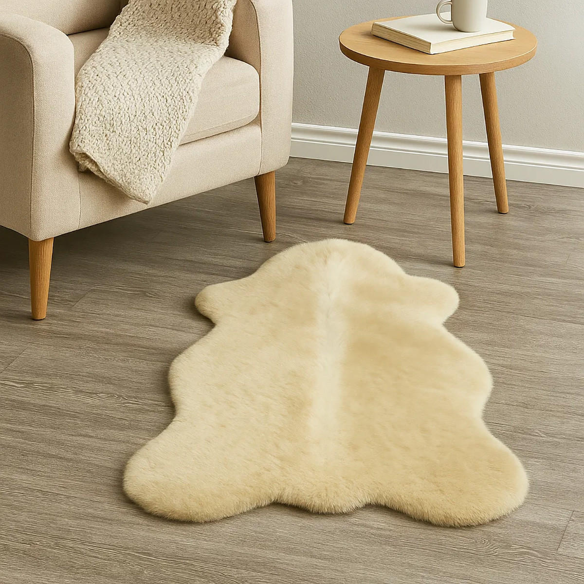 SCHAFFELL Kurzhaar Creme Natur ca. 70 cm - Beige/Creme, Fell (40/70cm) - Provellus