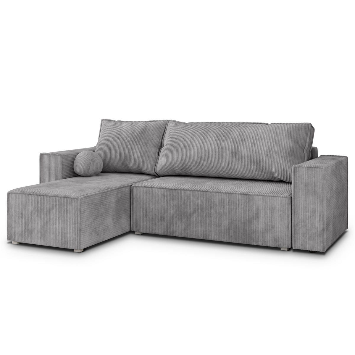 ROHOVÁ SEDAČKA RAVELO světle šedá - šedá/světle šedá, dřevo/textil (240/140cm) - MASSENO