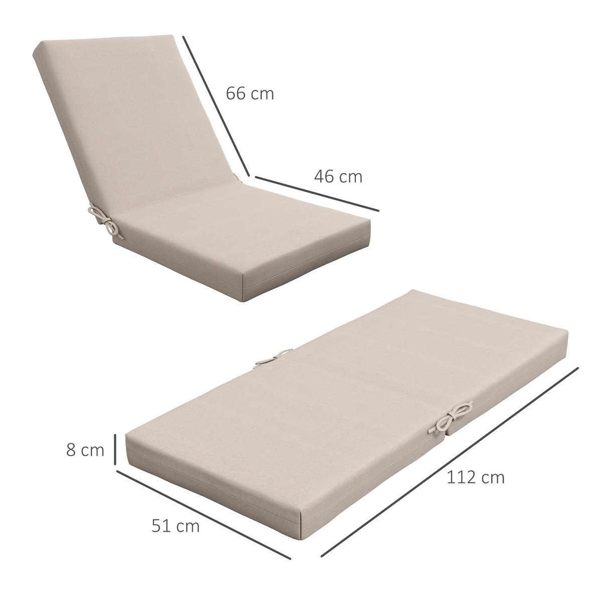 SESSELAUFLAGEN Beige 2 Stück - Beige, Kunststoff (51/8/112cm) - GiPP