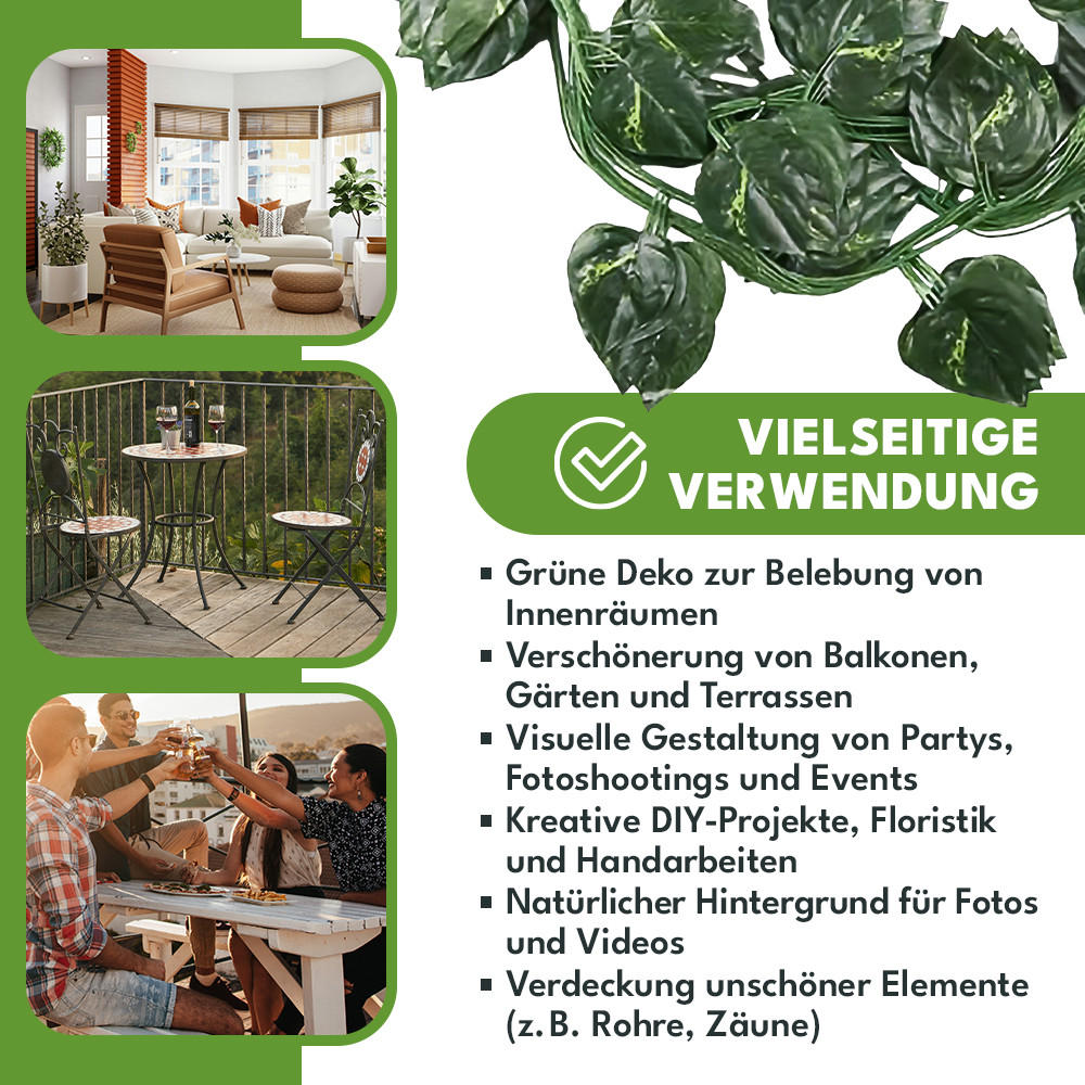 KUNSTPFLANZE Efeu Girlande 27,5m - Waldgrün, Kunststoff (230cm) - KRUMAD