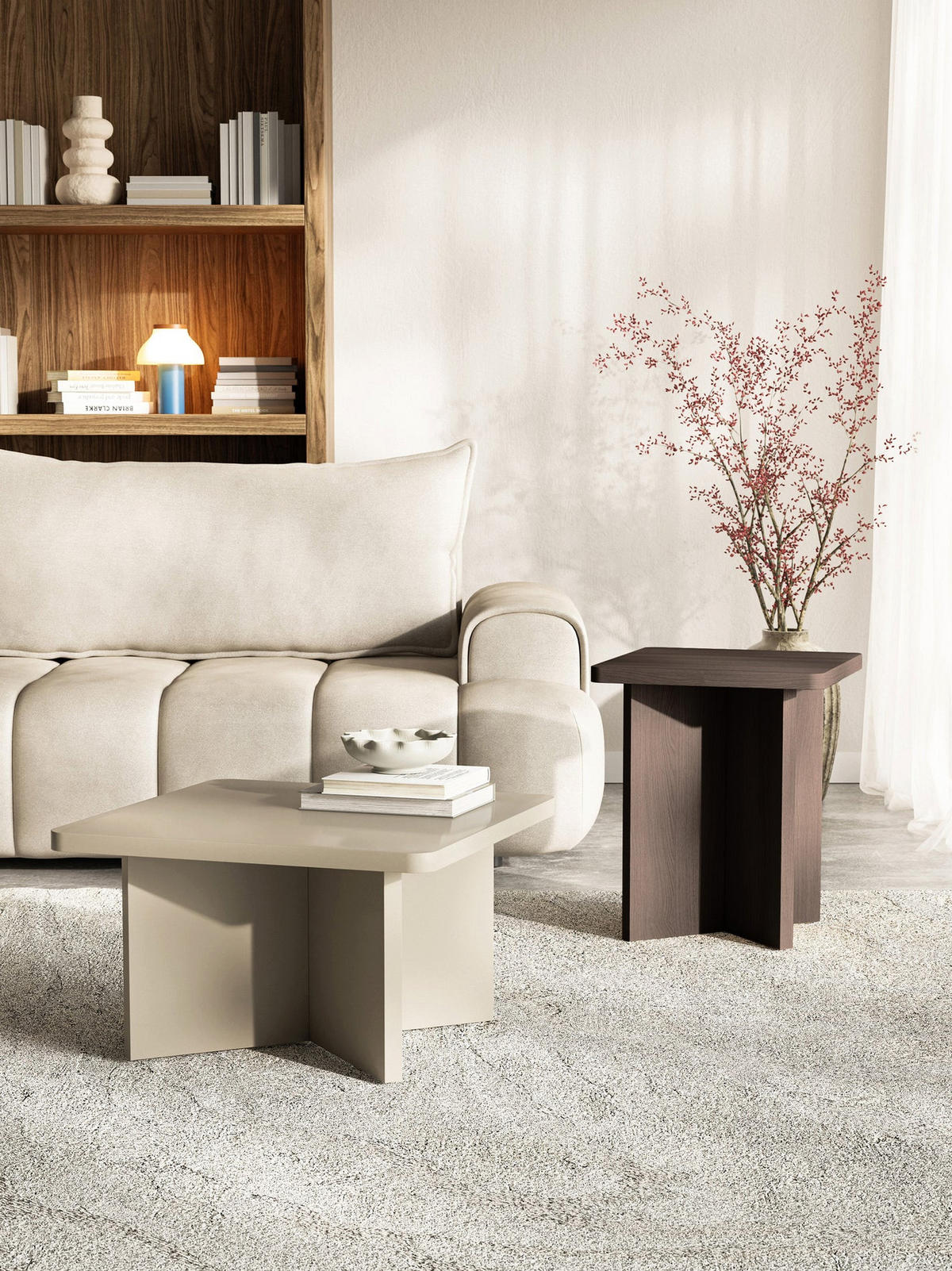 KONFERENČNÝ stolík Qubeo Kašmírovo sivá 60 cm - taupe, kompozitné drevo (60/60/35cm) - Selsey