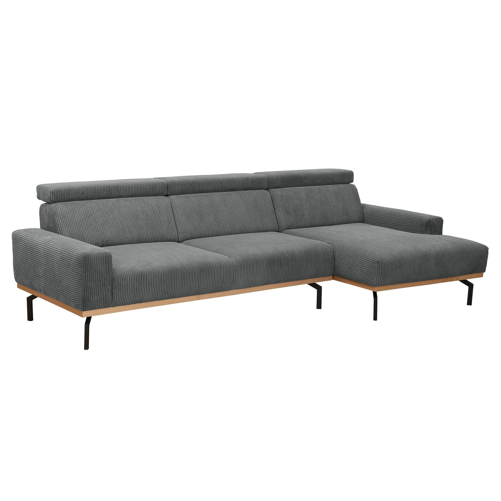 SOFA mit Longchair rechts Katrien Cordstoff anthrazit - Anthrazit, Kunststoff (135/280cm) - 58aufmkessel