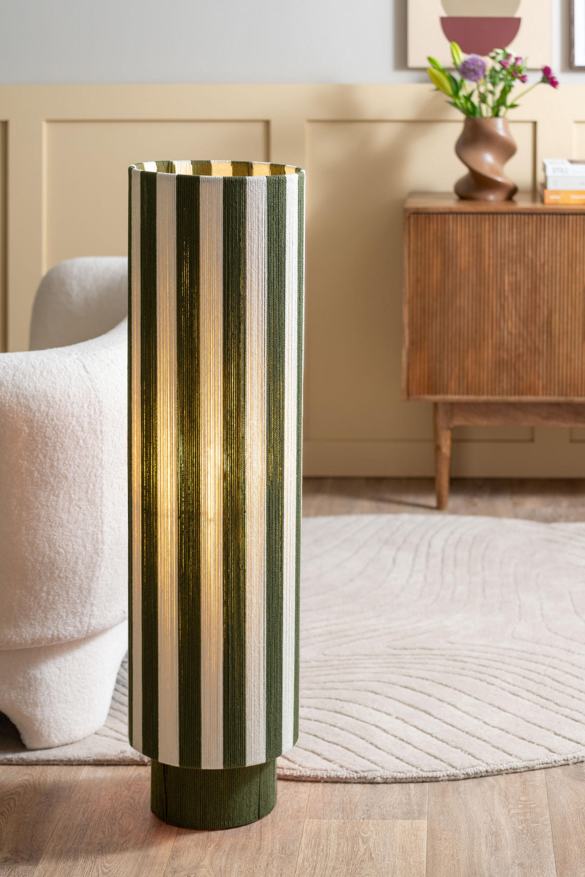 STEHLAMPE Vienna Stripes - Grün/Creme - 106 cm - Grün, Textil (28/28/106cm) - Leitmotiv