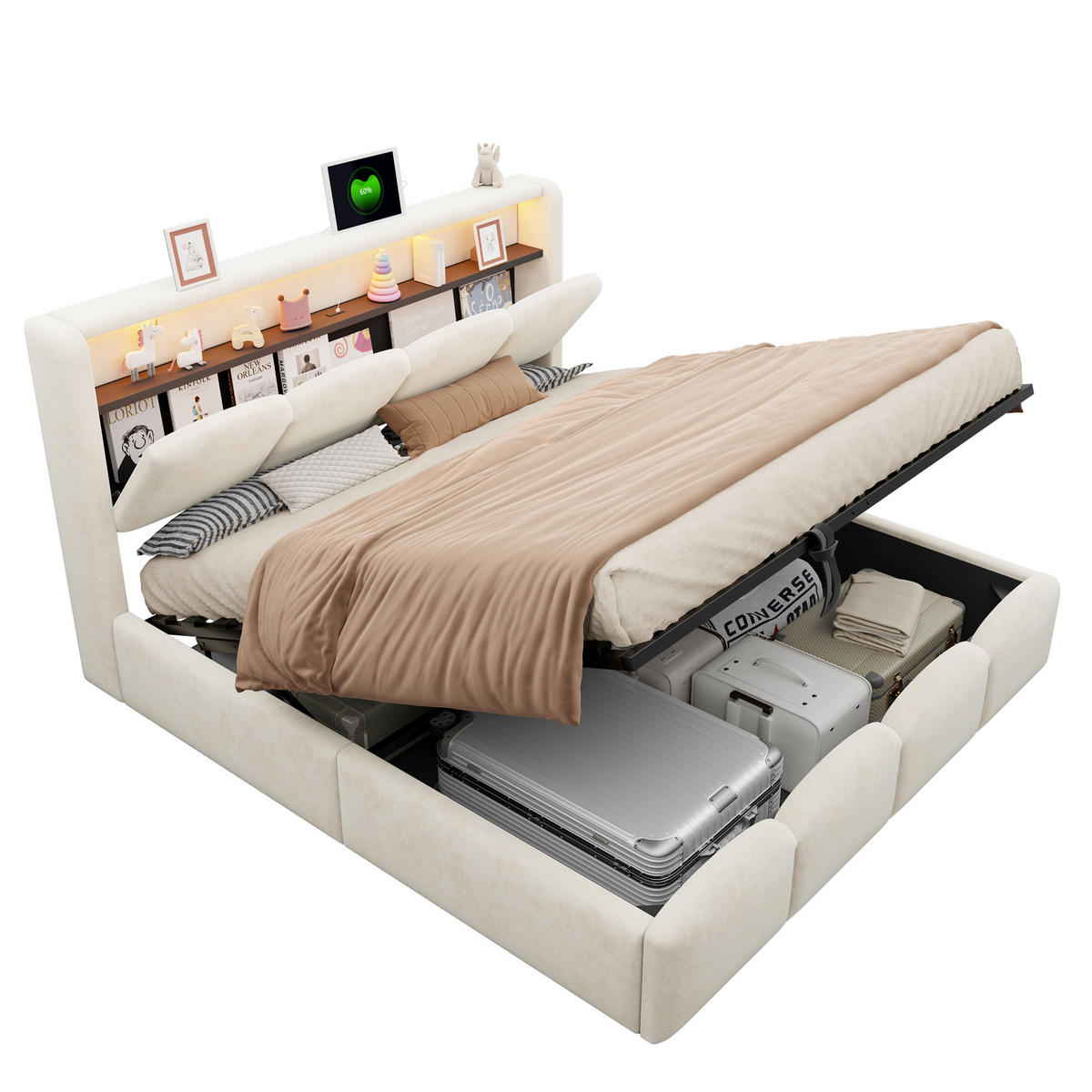 POLSTERBETT 140/200 cm Beige - Beige, Textil