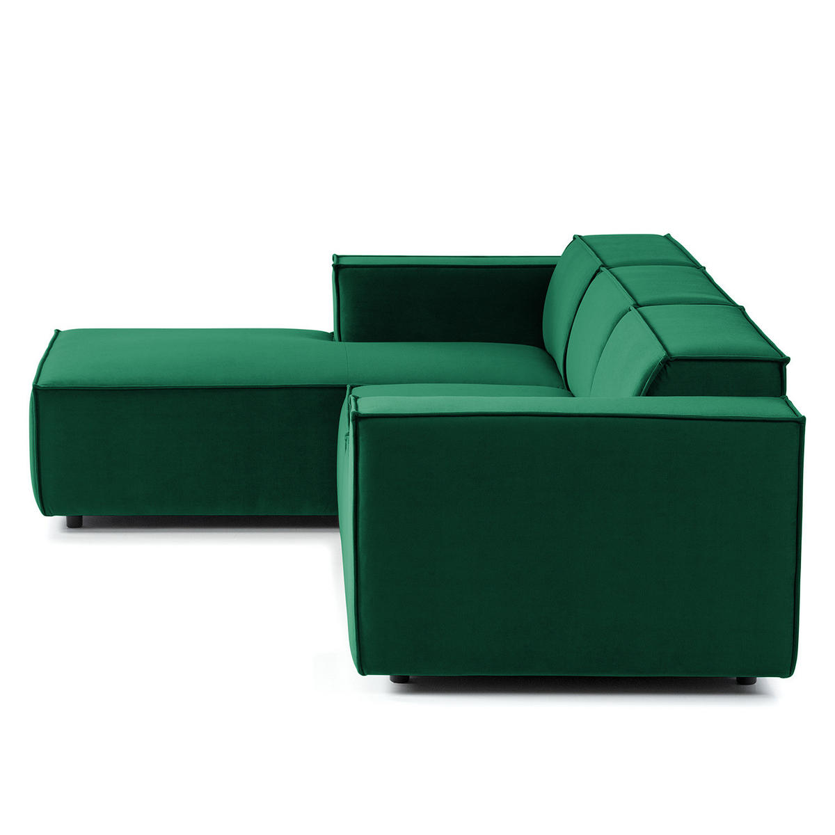 ECKSOFA mit Longchair - Dunkelgrün/Schwarz, Kunststoff/Textil (260/177cm) - home24