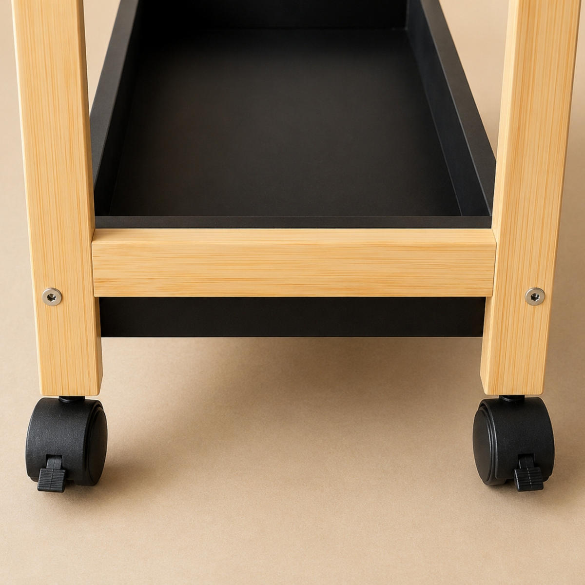 BAMBUSREGAL auf Rollen 38/20/79 cm - Schwarz, Naturmaterialien (20/79/38cm) - NUXIO