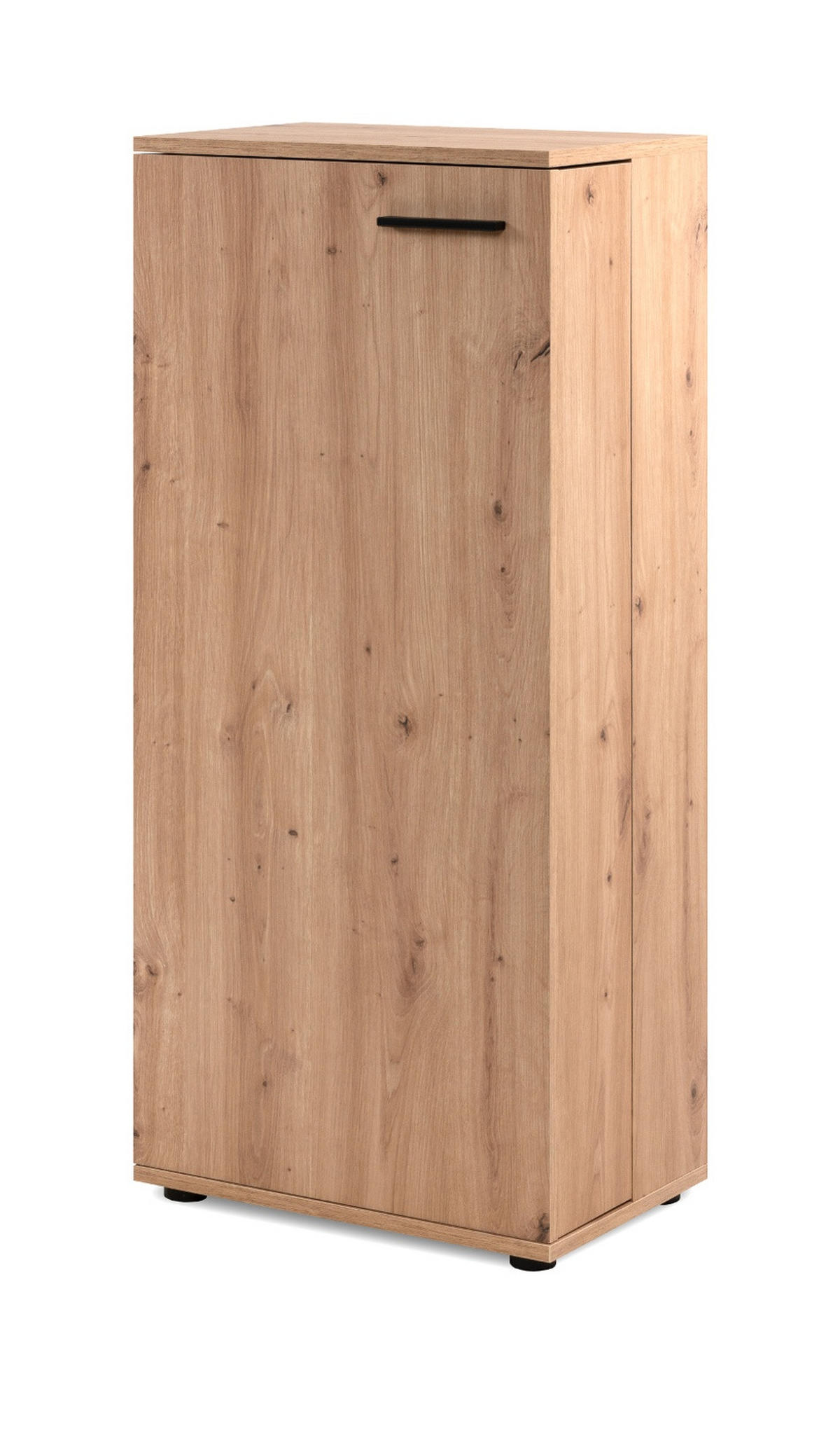 SCHUHSCHRANK Eiche Artisan 50 cm, Schuhkommode aufklappbar mit 6 Fächern - Schwarz/Eiche Artisan, Holzwerkstoff/Kunststoff (50/110/34cm) - Furn.Design