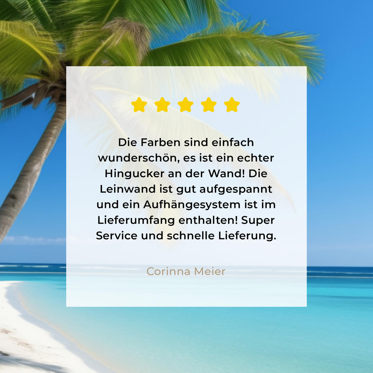 LEINWANDBILD Strand - Palme - Tropisch - Meer Wandbilder 80x60 cm - Grün, Textil (80/60cm) - MuchoWow