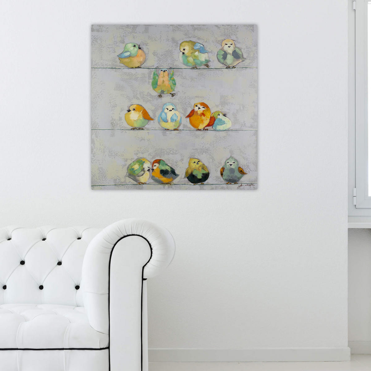 ACRYLBILD HANDGEMALT 80/80 cm - Multicolor/Grau, Holz/Textil (1.6/80cm) - KUNSTLOFT