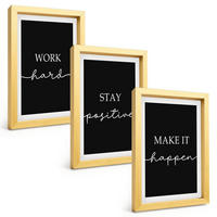 BILDER SET 3er Set - 20x30 cm Goldrahmen - Elegante Motive auf schwarzem Grund - Goldfarben, Kunststoff (20/30cm) - TULUP