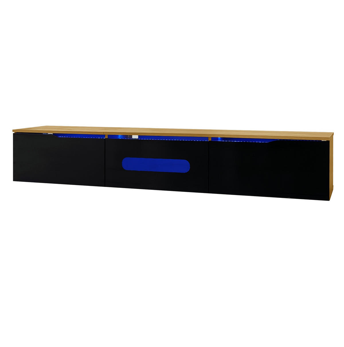 LOWBOARD 180/35/30 cm aus MDF und Spanplatte mit LED-Beleuchtung Schwarz (Holzoptik) - Schwarz, Holzwerkstoff (180/30/35cm) - Modenvie
