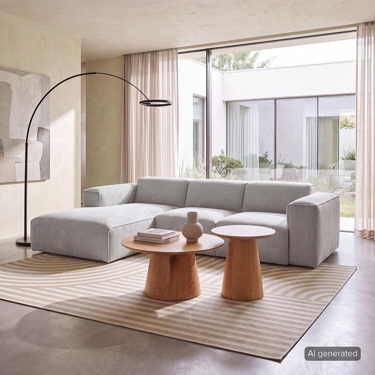 3-SITZER ECKSOFA mit Longchair - Schwarz/Grau, Kunststoff/Textil (251/173cm) - home24