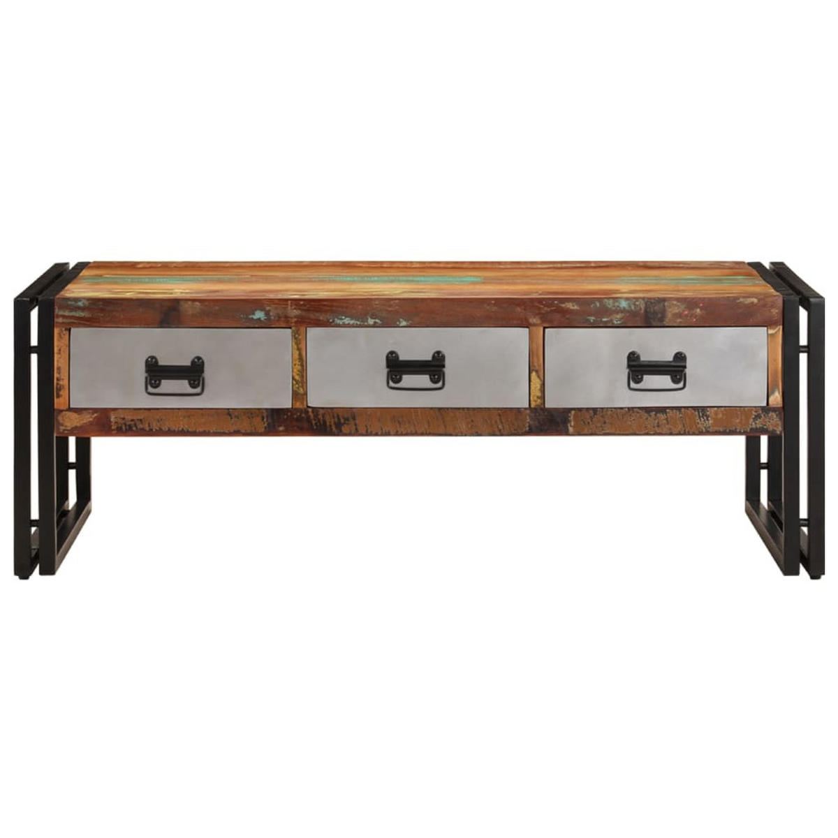 COUCHTISCH mit 3 Schubladen Altholz Massiv 100x50x35 cm - Braun, Holzwerkstoff (100/50/35cm) - furnicato