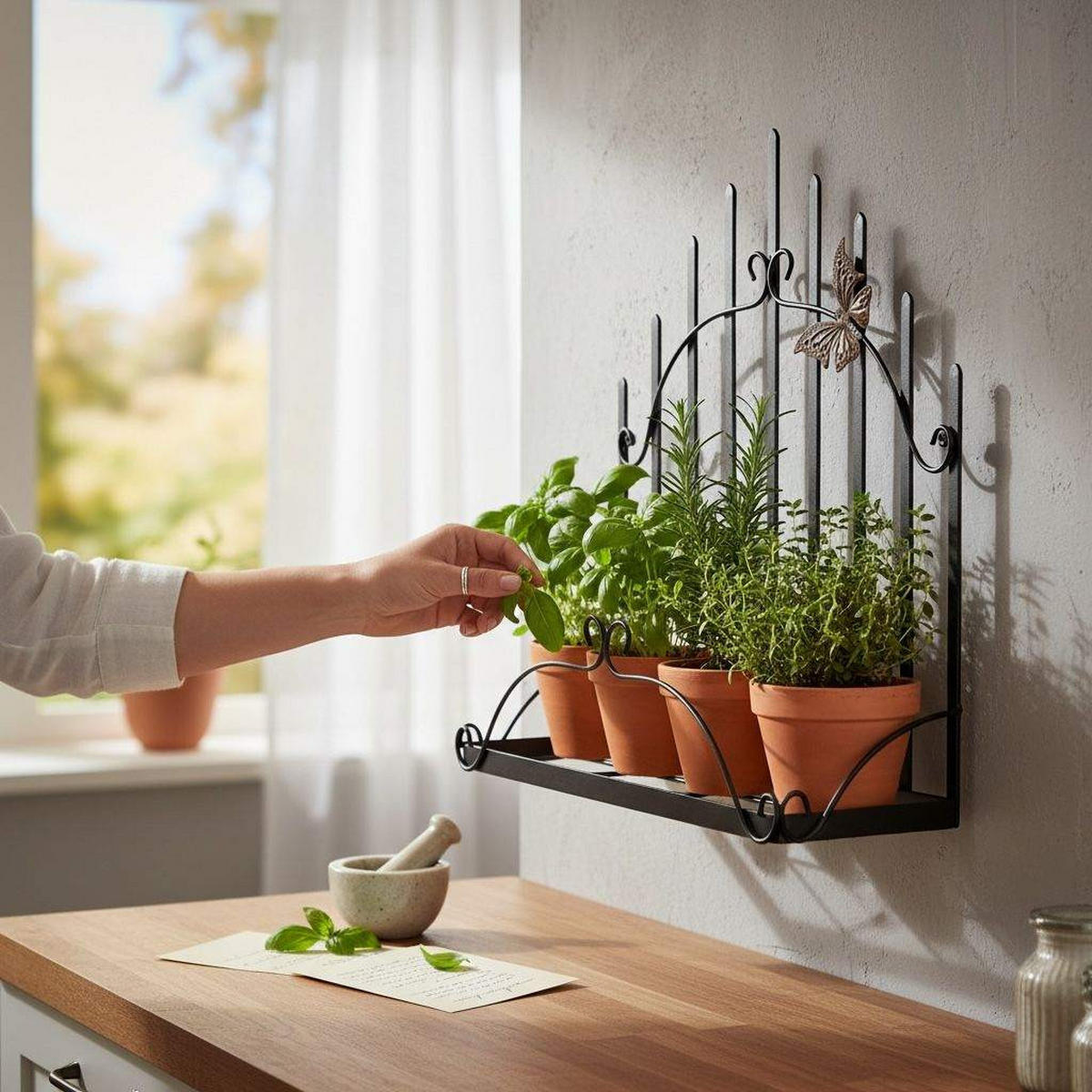 KÜCHENREGAL Wandregal Hängend Schwarz Metall 50 cm 96237 Kräuterregal - Schwarz, Metall (50/52/18cm) - DanDiBo