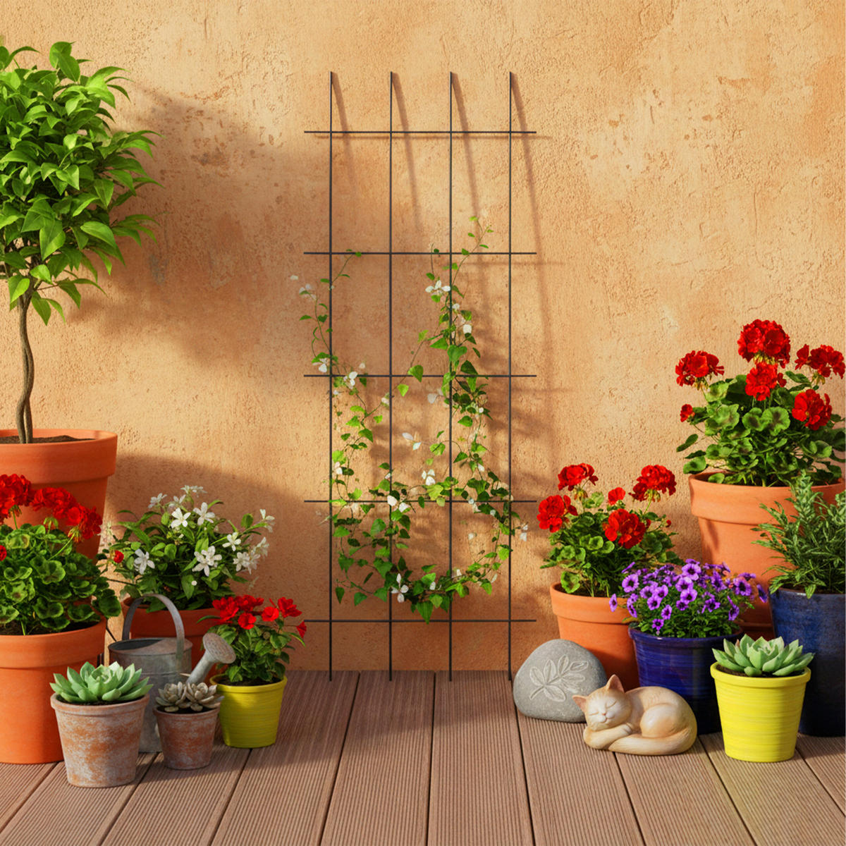 RANKGITTER Schwarz 2er-Set Stahl 115x45 cm - Schwarz, Metall (45/115/0.5cm) - Relaxdays
