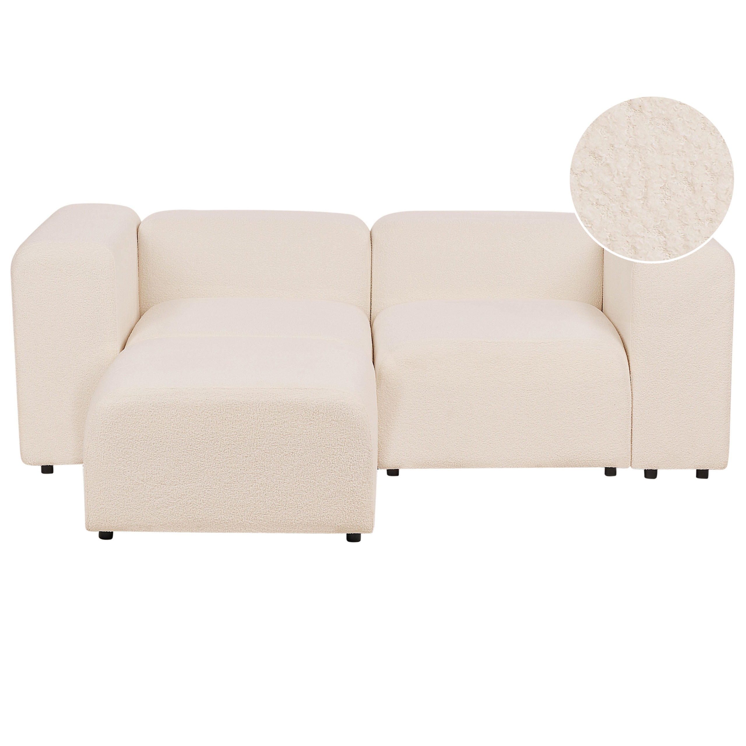 2-SITZER-SOFA Bouclé hellbeige mit Ottomane Falsterbo - Beige, Textil (204/70/105cm) - Beliani