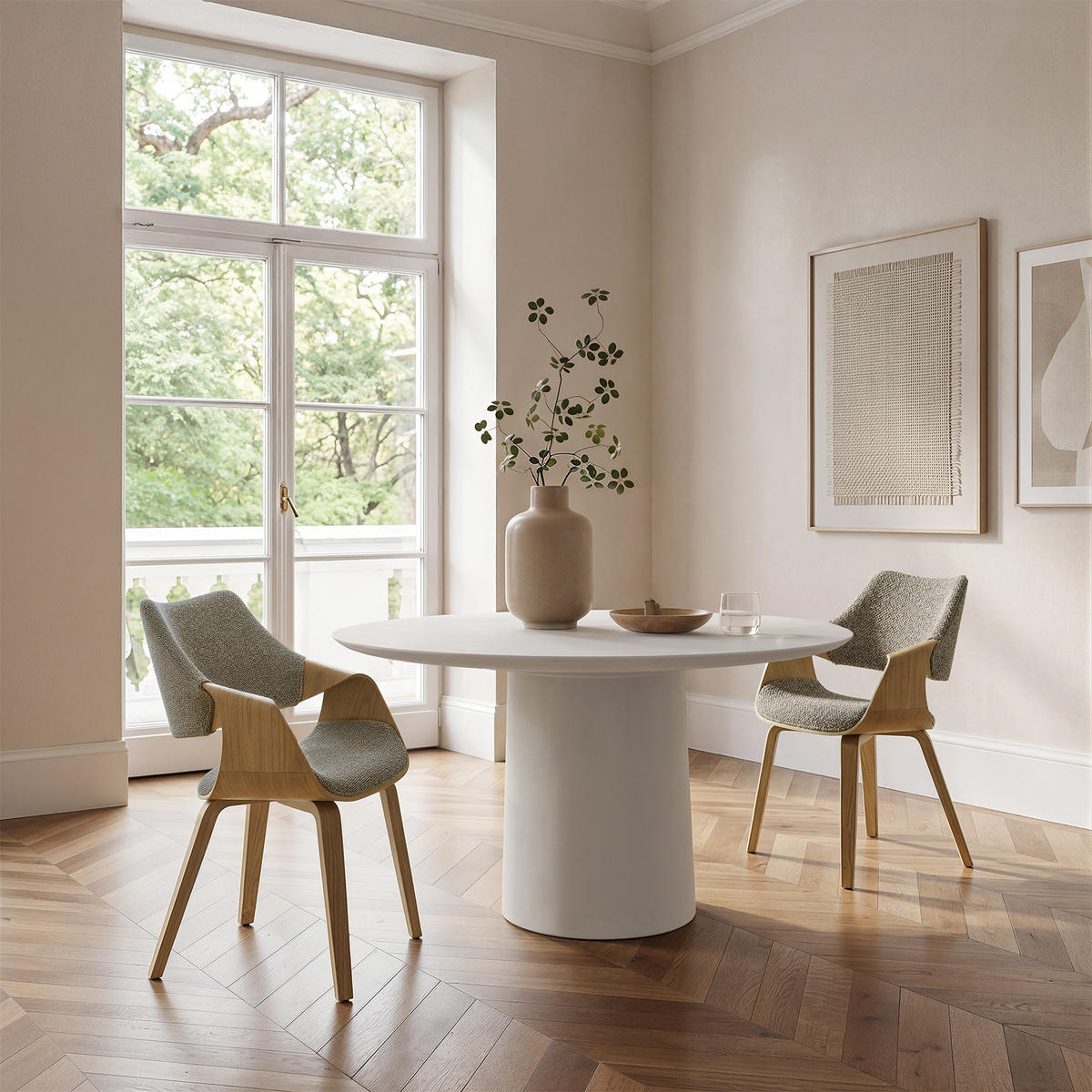 ESSZIMMERSTUHL EMBRACE CUDDIE aus Eiche und Stoff 55x56x82 (2er-Set) - Braun, Holz/Textil (56/82/55cm) - Elementi