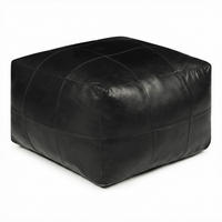 POUF 60/60/45 cm Echtleder Schwarz - Schwarz, Leder (60/45/60cm) - Furnhouse