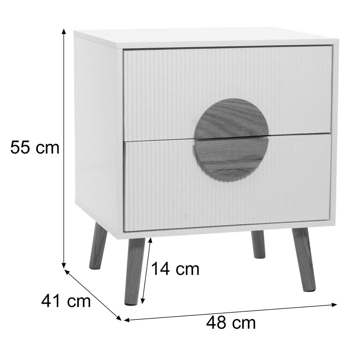 NACHTTISCH rechteckig Weiß - Weiß, Holz (48/55/41cm) - MCW