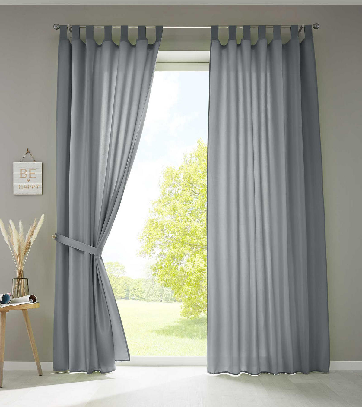 VORHANG 2ER SET POTSDAM HxB 245x140 cm Grau - Grau, Textil (140/245cm) - Gardinenbox