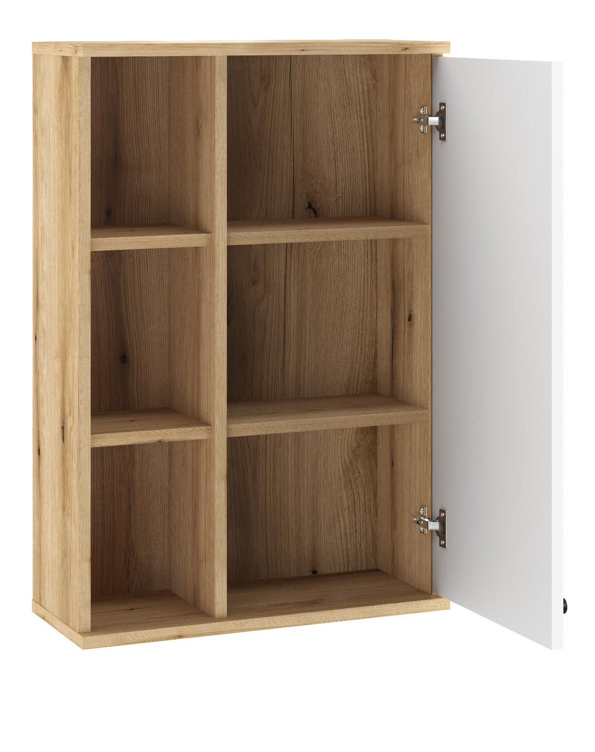 BAD-HÄNGESCHRANK weiß, Evoke Eiche, Badschrank hängend, 51 x 75 cm - Eichefarben/Schwarz, Holzwerkstoff/Kunststoff (51/75/21cm) - Furn.Design