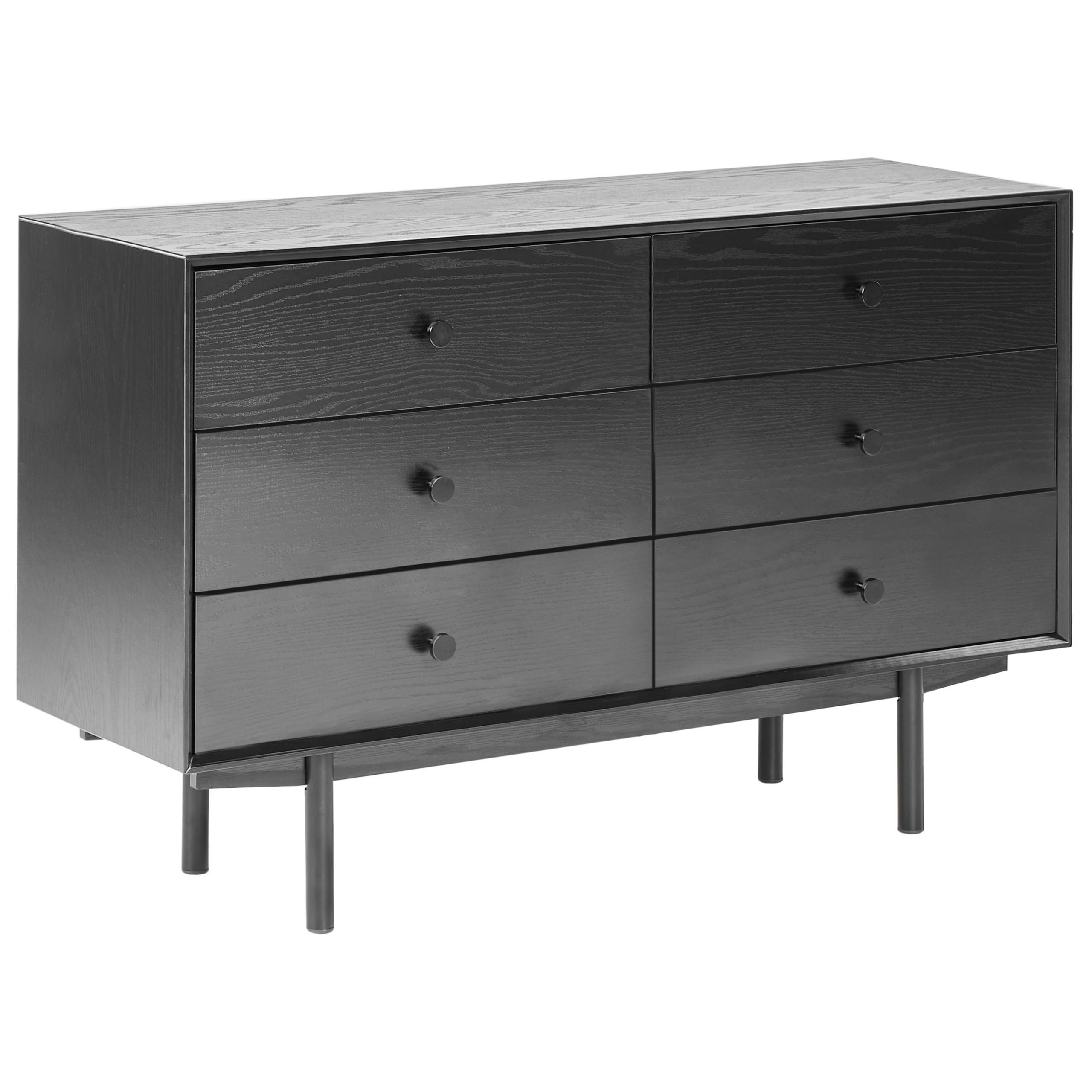 KOMMODE mit 6 Schubladen Schwarz Alcester - Schwarz, Holzwerkstoff (120/75/40cm) - Beliani