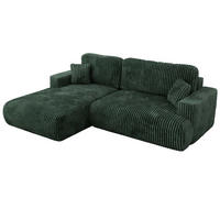 ECKSOFA OVO L Grün Cord - Links Seite - Schwarz/Grün, Kunststoff/Textil (271/195cm) - MKS