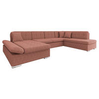 ECKSOFA Bergen Cord, Seite: Links - Silberfarben/Rosa, Holz/Textil (345/76/205cm) - MIRJAN24