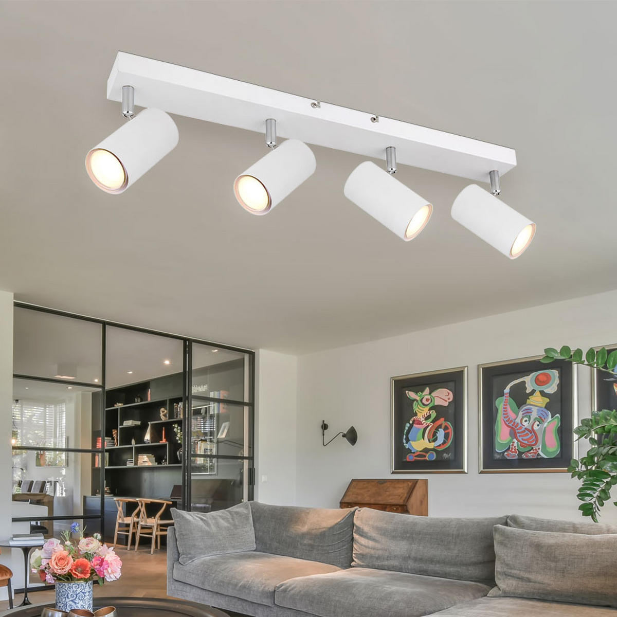 DECKENLEUCHTE Robby Weiß flexibel - Weiß, Metall (56/6/12cm) - Globo Lighting