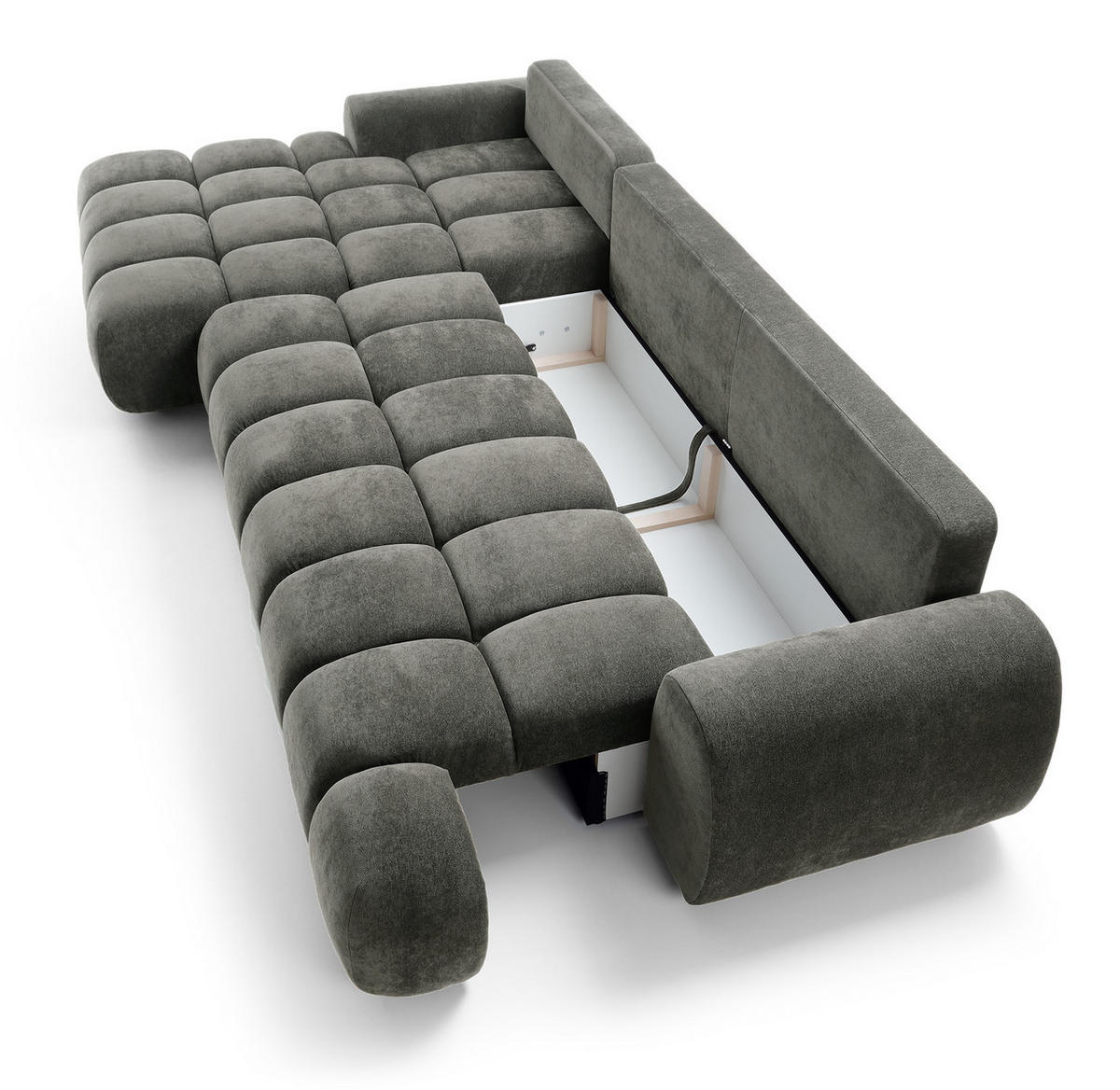 ECKSOFA 340 cm Valerio II, Schlaffunktion, Bettkasten, Links, Dunkelgrau - Dunkelgrau, Holz (340/177cm) - Emporius