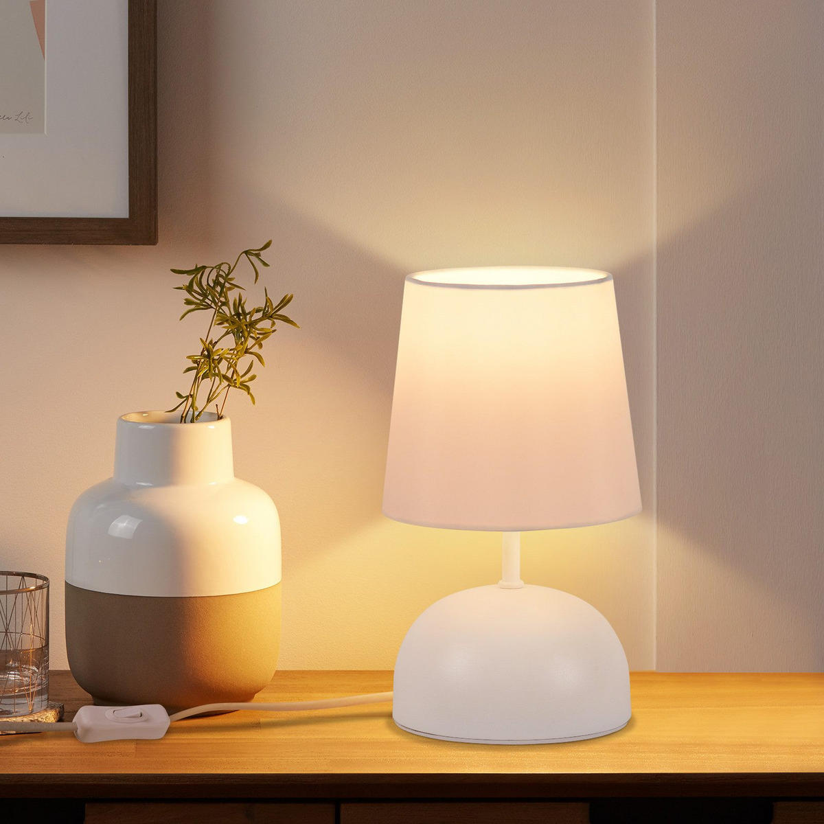 TISCHLAMPE Darius 14/14/24.5 cm - Weiß, Metall (14/14/24.5cm) - ZMH