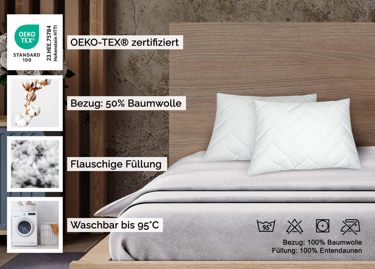KISSEN, 2er-Set, 35x45 cm, 50% Polyester, 50% Baumwolle, Weiß - Weiß, Textil (35/45cm) - Zollner