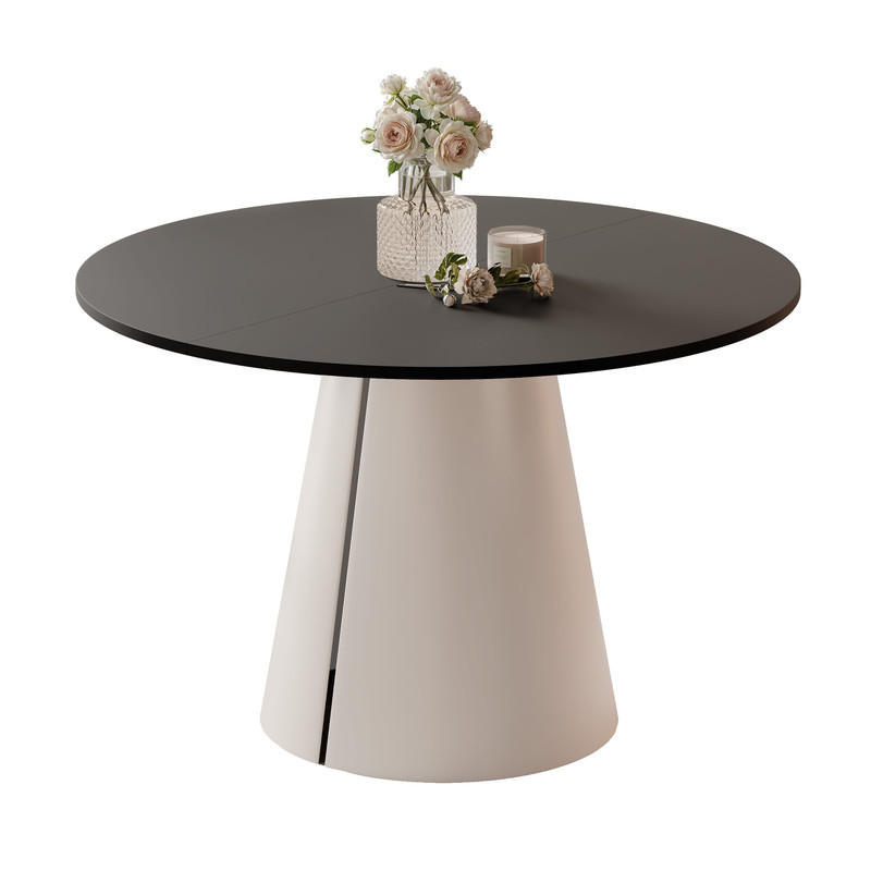 AUSZIEHTISCH BASE 120-196/76 cm, Kaschmir / Schwarz - Kaschmir/Schwarz, Holzwerkstoff/Metall (120/120/76cm) - Idohome