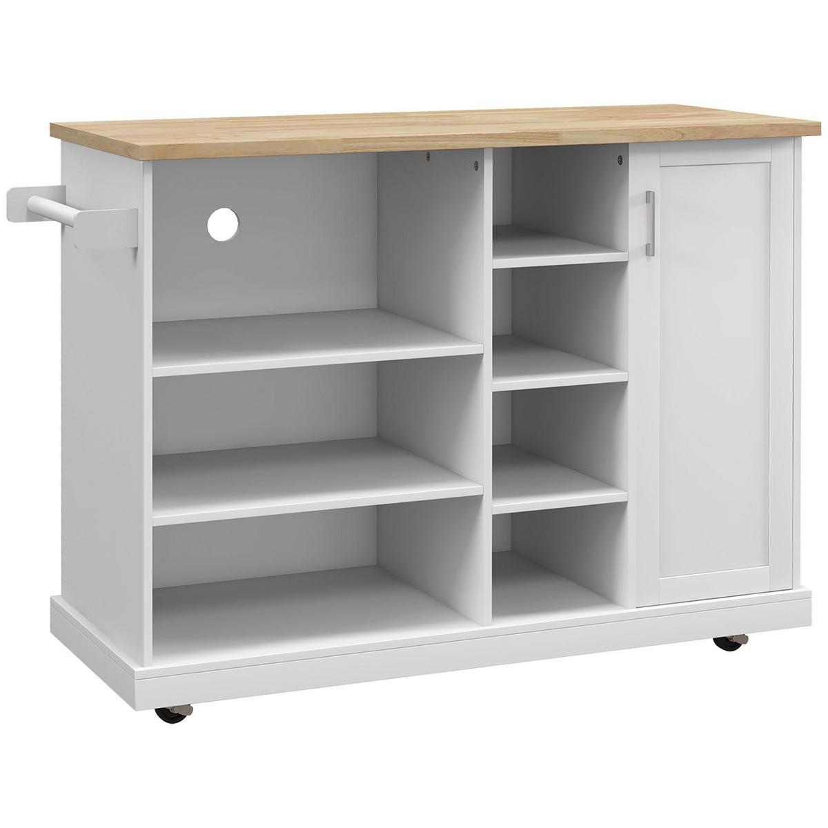 KÜCHENINSEL DE-11069 7 offene Fächer Weiß/Holz - Weiß, Holzwerkstoff (129/93/51cm) - ComfortXL