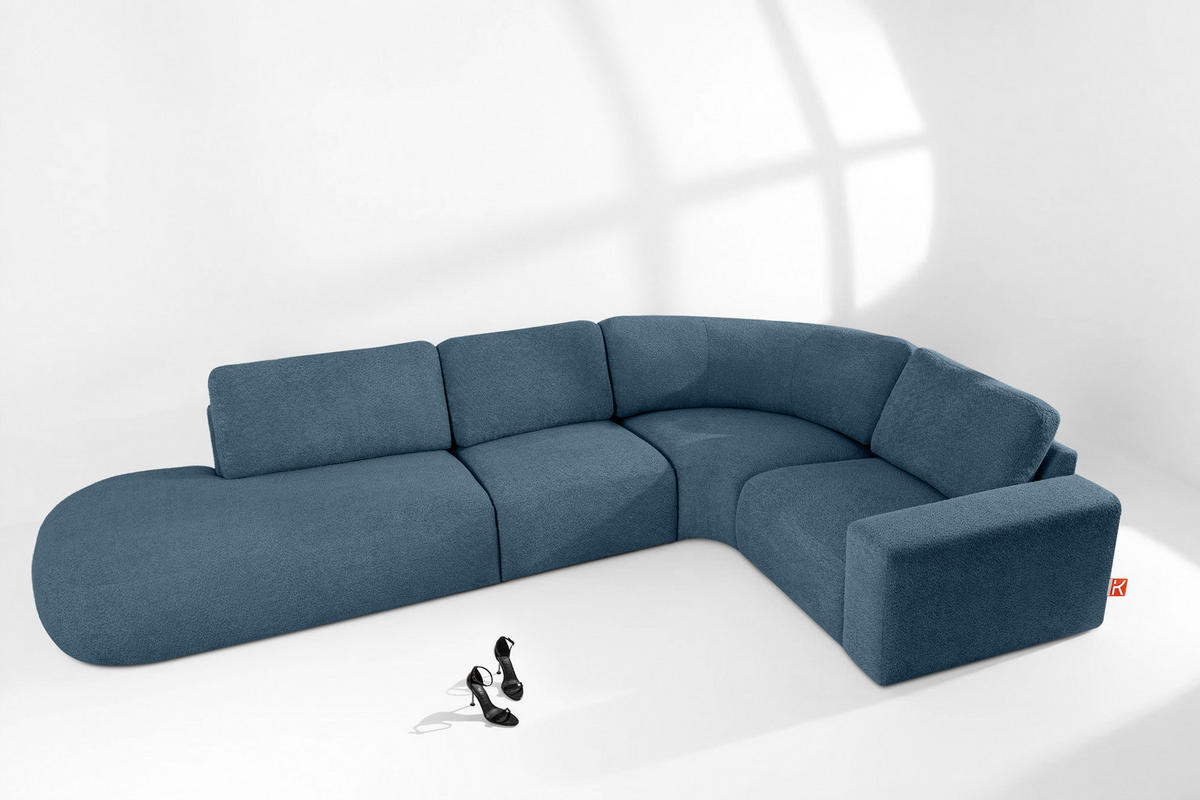 ECKSOFA LINKS ZUCCO, Dunkelblau - Dunkelblau, Holz/Holzwerkstoff (224/373cm) - KONSIMO®