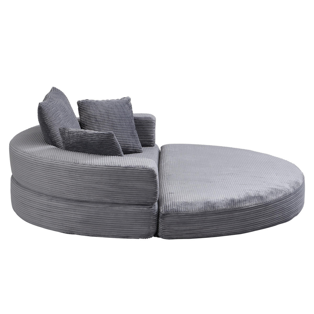SCHLAFSOFA Loungesofa,Relaxsessel mit Schlaffunktion,klappbar,Cord,Grau - Grau, Textil (173/40/176cm) - LVHOM