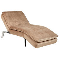 RELAXLIEGE Samtstoff hellbraun verstellbar Loiret - Silberfarben/Braun, Textil (179/93/76cm) - Beliani