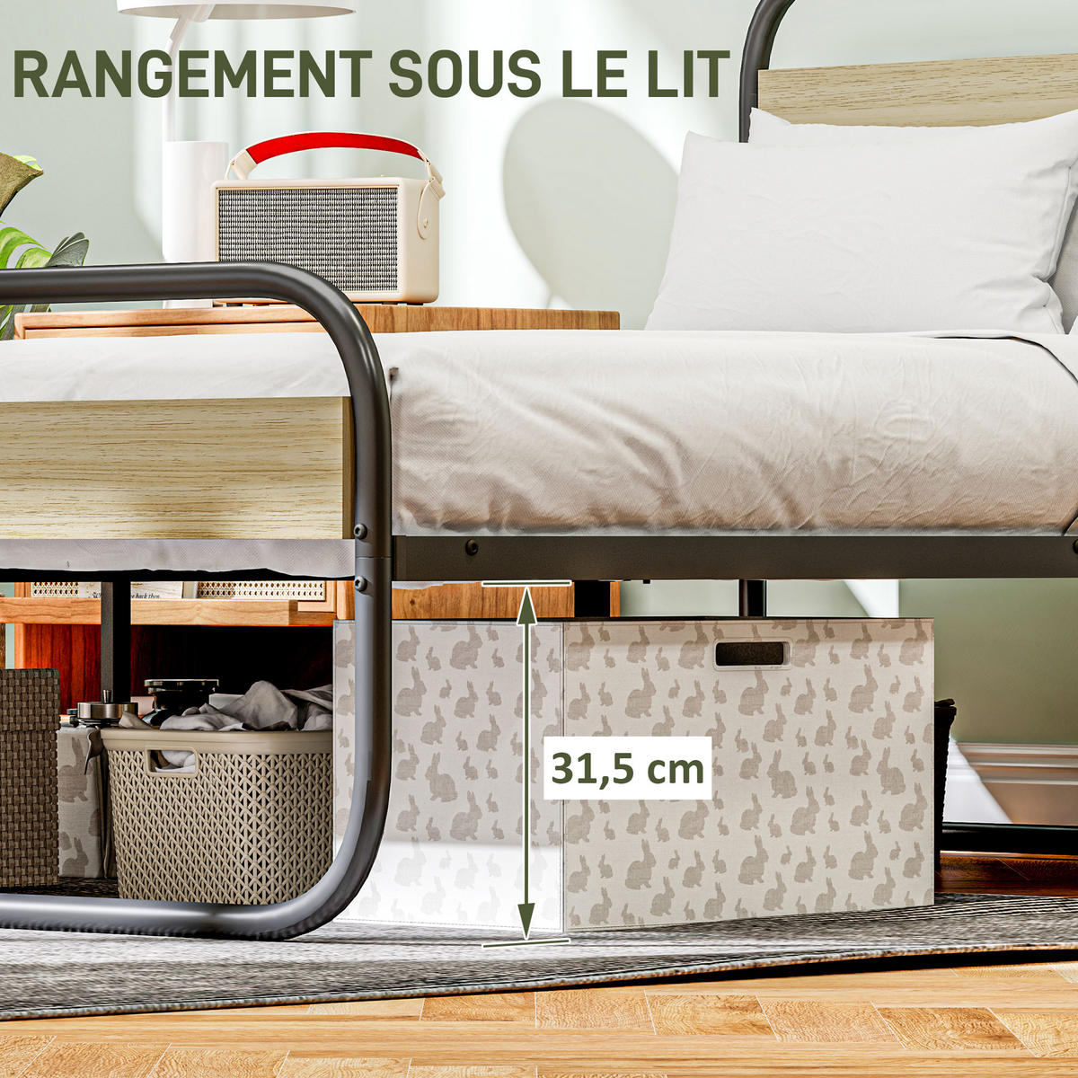 BETT 140x190 cm DE-14574 mit Kopfteil & Lattenrost Holzoptik - Eichefarben, Metall (140/190cm) - ComfortXL