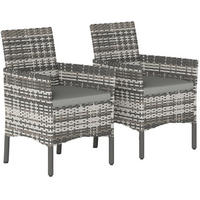 2ER Gartenstuhl-Set aus PE-Rattan 58x62x87 cm in Grau mit Kissen - Grau, Naturmaterialen (58/87/62cm) - Modfu